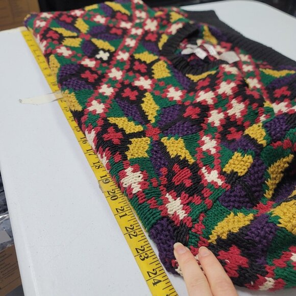 Vintage Northern Isles Mens Holiday Sweater Size L Multicolor 80S Grandpacore - Picture 8 of 11